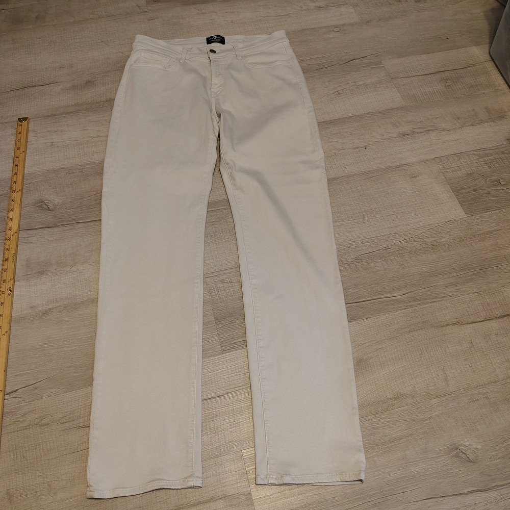 7 For All Mankind Luxe Sport Select Slimmy Jeans Mens 36x34 Cream Stretch